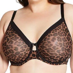 Curvy Couture Women's Solid Sheer Mesh Full Coverage Unlined